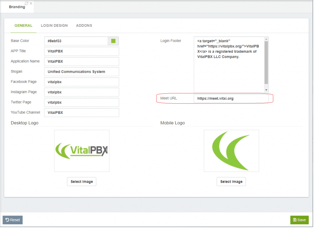 VitalPBX jitsi meet branding integrate