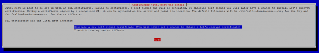 VitalPBX jitsi meet install self certificate