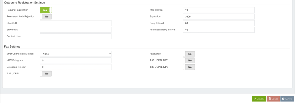 VitalPBX PJSIP Trunk configurations part 2