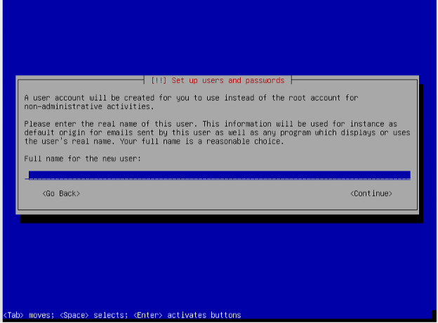 Debian installation additional user.