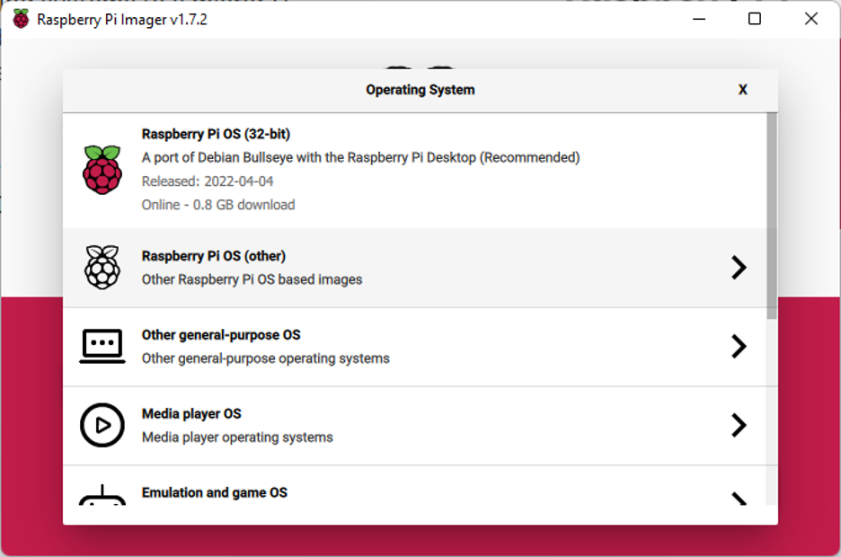 Raspberry Pi Select OS (Other)