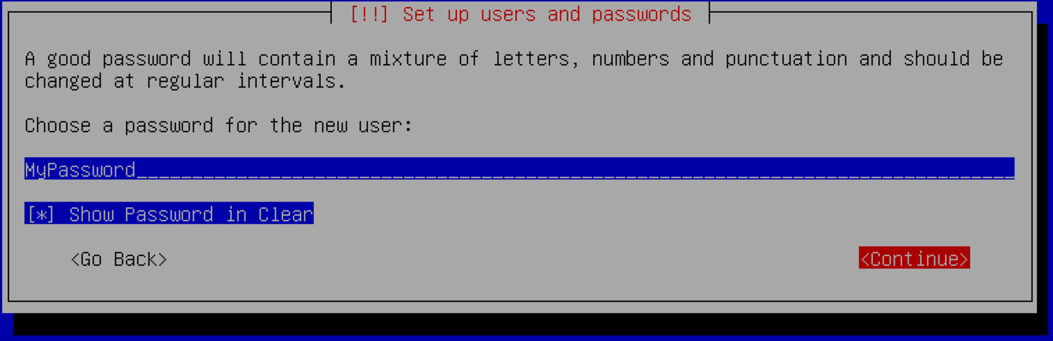 New user password. New user password